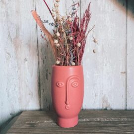 Sass & Belle Minivas Röd Abstrakt Ansikte – Plaster & Clay
