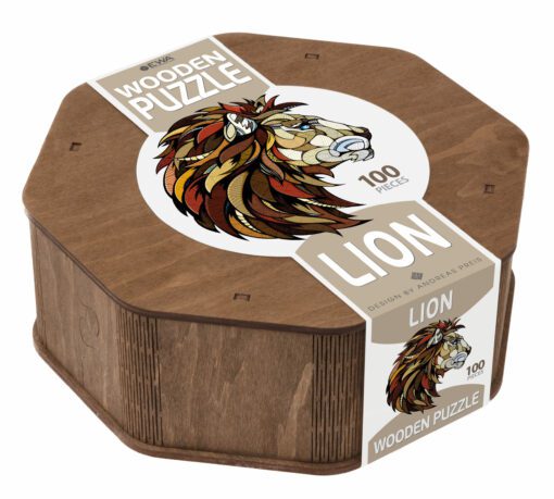 EWA Eco Wood Art Träpussel i Trälåda - Lejon