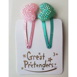 Great Pretenders Boutique 2-pack Hårspännen Hjärta Rosa/Grön