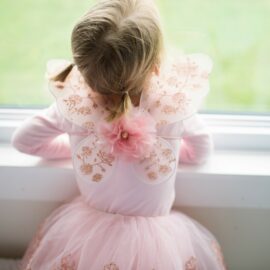 Great Pretenders Fjärilsvingar & Tyllkjol i Rosa Guld stl 4-6 år