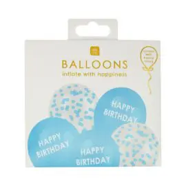 Talking Tables Ballonger 5-pack Happy Birthday Blå Konfetti