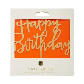 Cake Topper Happy Birthday Guld