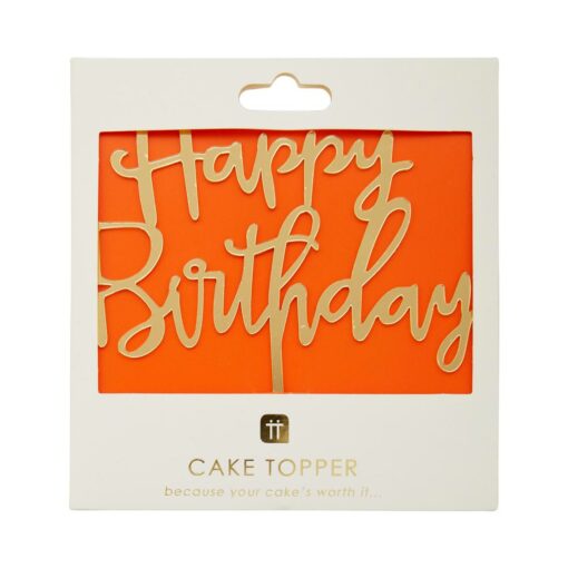 Cake Topper Happy Birthday Guld