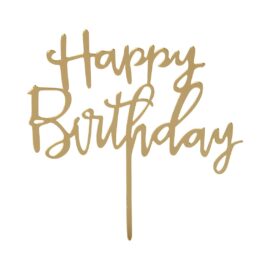 Cake Topper Happy Birthday Guld