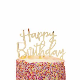 Cake Topper Happy Birthday Guld