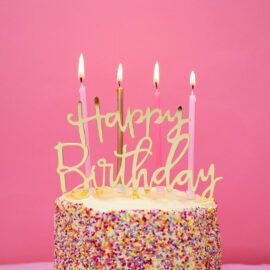 Cake Topper Happy Birthday Guld