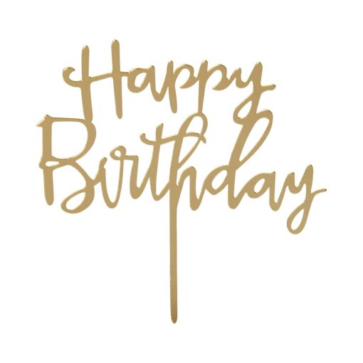 Cake Topper Happy Birthday Guld