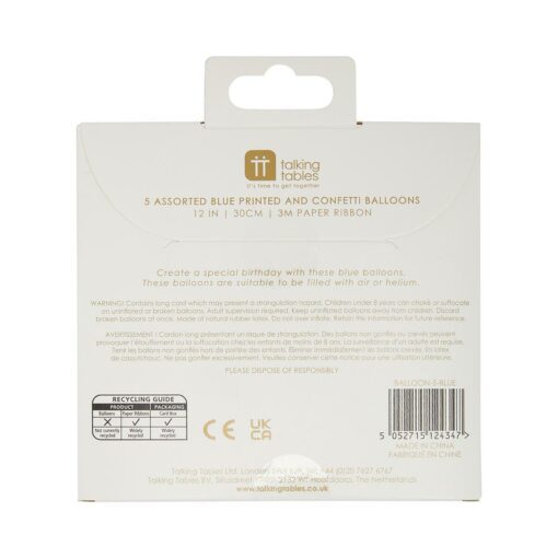 Talking Tables Ballonger 5-pack Happy Birthday Blå Konfetti