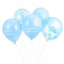 Talking Tables Ballonger 5-pack Happy Birthday Blå Konfetti
