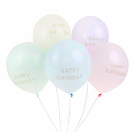 Talking Tables Ballonger 5-pack Happy Birthday Pastell