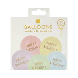 Talking Tables Ballonger 5-pack Happy Birthday Pastell