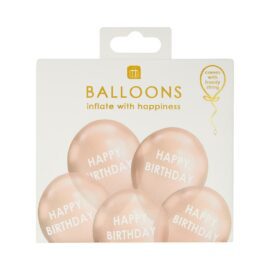 Talking Tables Ballonger 5-pack Happy Birthday Rosa Guld