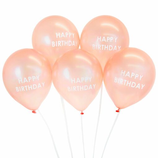 Talking Tables Ballonger 5-pack Happy Birthday Rosa Guld