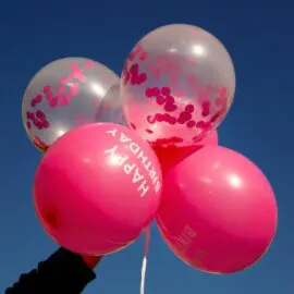 Talking Tables Ballonger 5-pack Happy Birthday Rosa Konfetti