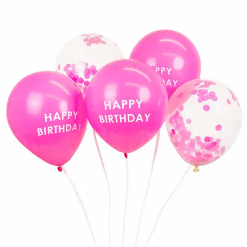 Talking Tables Ballonger 5-pack Happy Birthday Rosa Konfetti