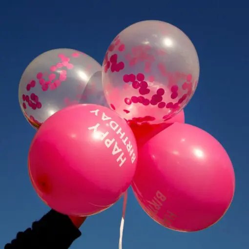 Talking Tables Ballonger 5-pack Happy Birthday Rosa Konfetti