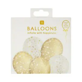 Talking Tables Ballonger 5-pack Vit och Guld Konfetti