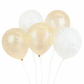 Talking Tables Ballonger 5-pack Vit och Guld Konfetti
