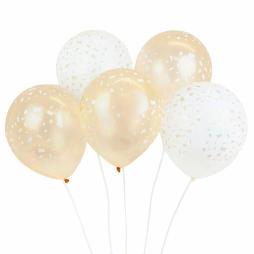 Talking Tables Ballonger 5-pack Vit och Guld Konfetti