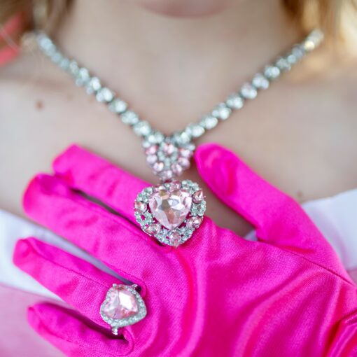 Smyckesset 4-delar Halsband & Clipsörhängen Rosa/Silver - the Marilyn