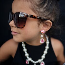 Smyckesset 4-delar Halsband, Ring & Clipsörhängen RosaPärlemor- the Coco