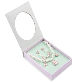 Smyckesset 4-delar Halsband, Ring & Clipsörhängen RosaPärlemor- the Coco