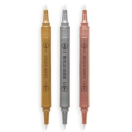 3-pack Pennor i Metallic med Dubbelspets Guld, Silver & Brons (4)