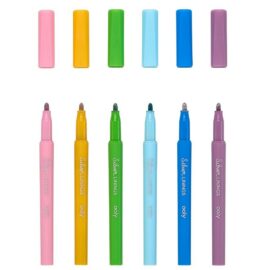 6-pack Pennor i Silvermetallic med Kontur-effekt i Tusch - Silver Linings Outline Markers