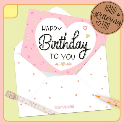 TOPModel Handlettering Brevpapper i box FLOWER BERRY