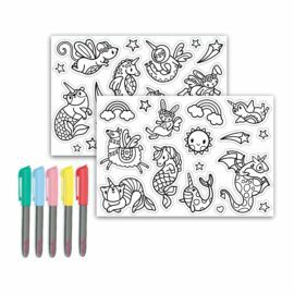 Aktivitets Kit Flyttbara Väggdekaler + 5 Tuschpennor - Magical Creatures