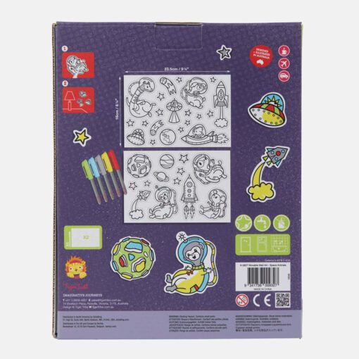 Aktivitets Kit Flyttbara Väggdekaler + 5 Tuschpennor - Space Animals