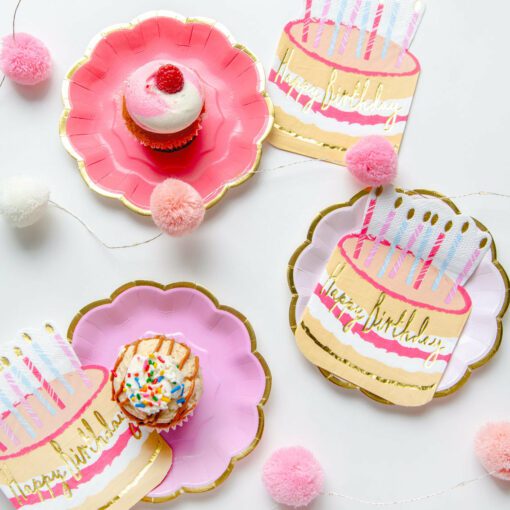 Servetter 12-pack Happy Birthday Rose Cake Shaped 33x33 cm