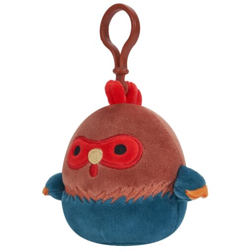 Squishmallows Official Kellytoy Clip-on Reed Red and Blue Rooster 9 cm