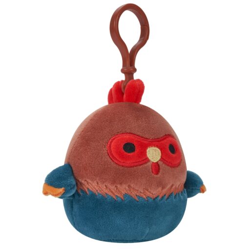 Squishmallows Official Kellytoy Clip-on Reed Red and Blue Rooster 9 cm