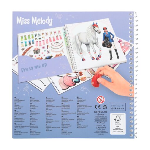 Miss Melody Spiralbunden Designbok Dress Me Up Styla med Stickers