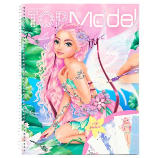 TOPModel Fantasy Spiralbunden Målarbok Styla med Stickers