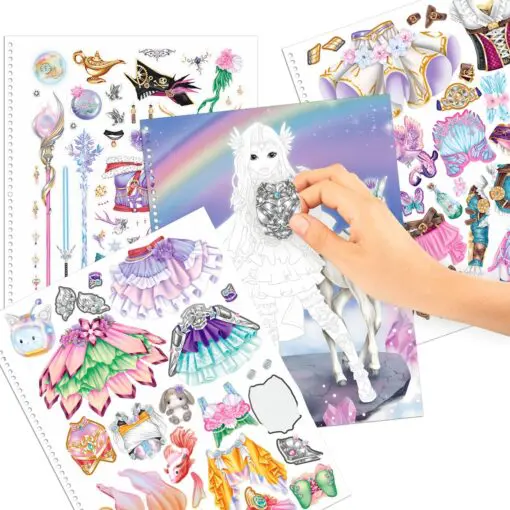 TOPModel Fantasy Spiralbunden Målarbok Styla med Stickers