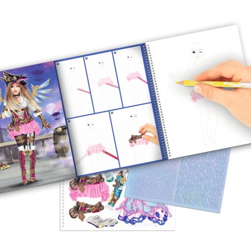 TOPModel Fantasy Spiralbunden Målarbok Styla med Stickers