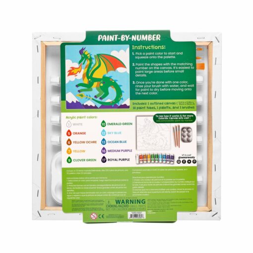 Colorific canvas paint by number kit – fantastic dragon