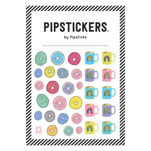 PIPSTICKERS Klistermärken Donuts & Cofee med Silverfolie