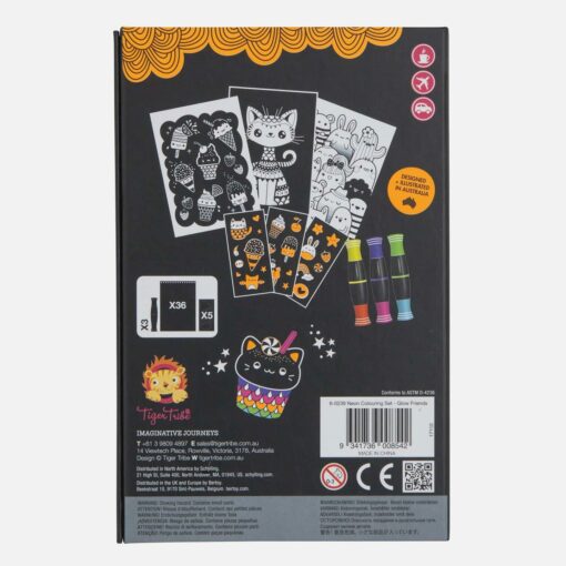 Tiger Tribe Målarbokset med Stickers & Pennor - Neon Colouring Set- Glow Friends - Bild 5