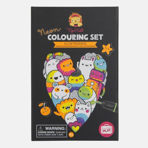 Tiger Tribe Målarbokset med Stickers & Pennor - Neon Colouring Set- Glow Friends