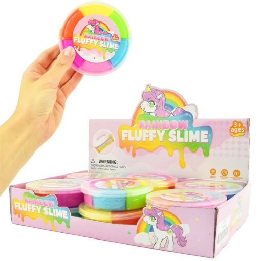 Mjukt och Fluffigt Slime Rainbow Färgmix -11cm